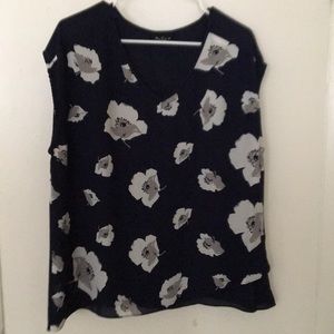Navy floral blouse